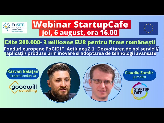 Webinarul s-a încheiat, înregistrarea este disponibilă în articol. Granturi IMM de câte 200.000.3 milioane EUR pe proiecte de AI, roboți și alte tehnologii de vârf