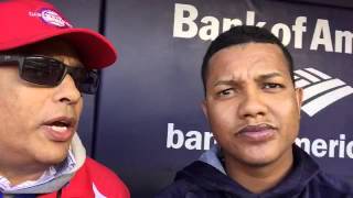 Marcador: Leo Lopez conversa con Starlin Castro