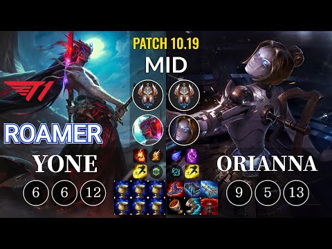 T1 Roamer Yone vs Orianna Mid - KR Patch 10.19