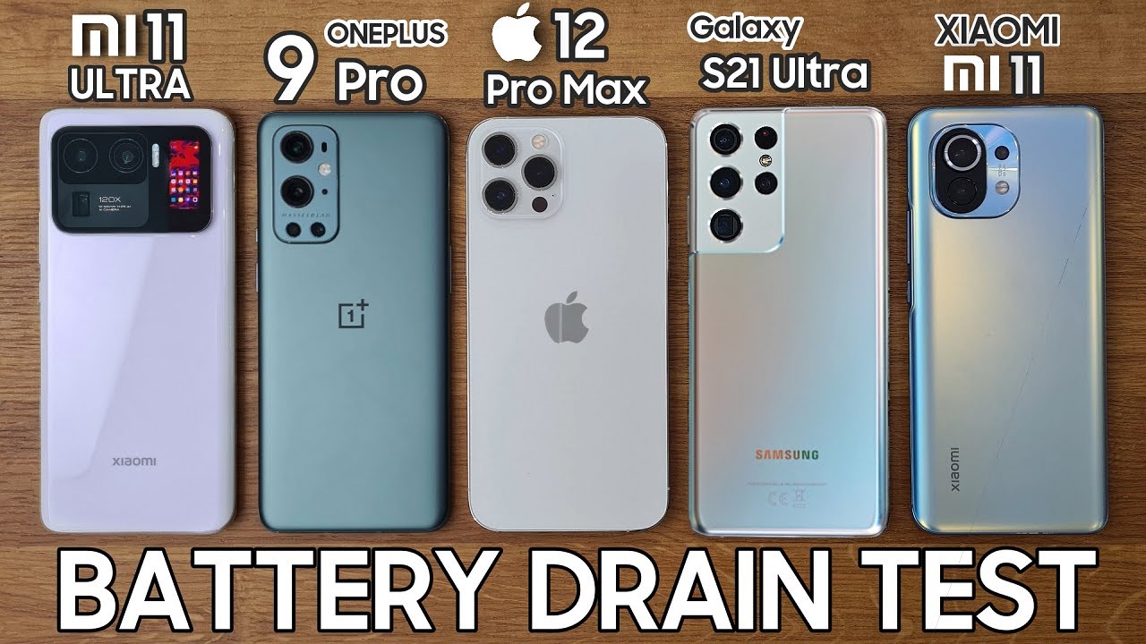 Xiaomi Mi 11 Ultra vs OnePlus 9 Pro / iPhone 12 Pro Max / Galaxy S21 Ultra - BATTERY DRAIN TEST!