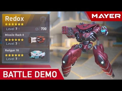 Redox with Railgun 16 and Missile Rack 8 on Fortune Towers | Mech Arena: Robot Showdown
