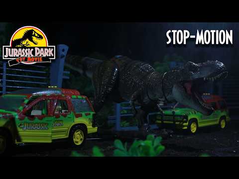 "THE T-REX ESCAPE" Scene in STOP-MOTION [REMAKE] | Jurassic Park: Toy Movie | English [4k]
