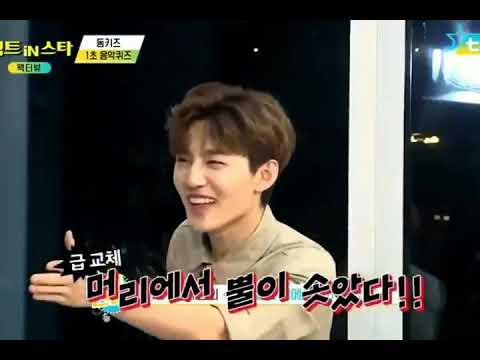 A rookie group name "DONGKIZ", were asked to guess a song and it was  @TXT_members crown.