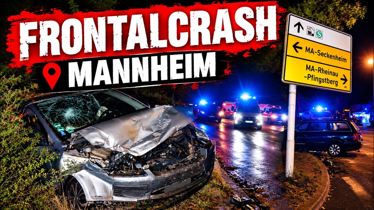 Mannheim-Hochstätt: Frontalcrash an Kreuzung – drei Personen verletzt