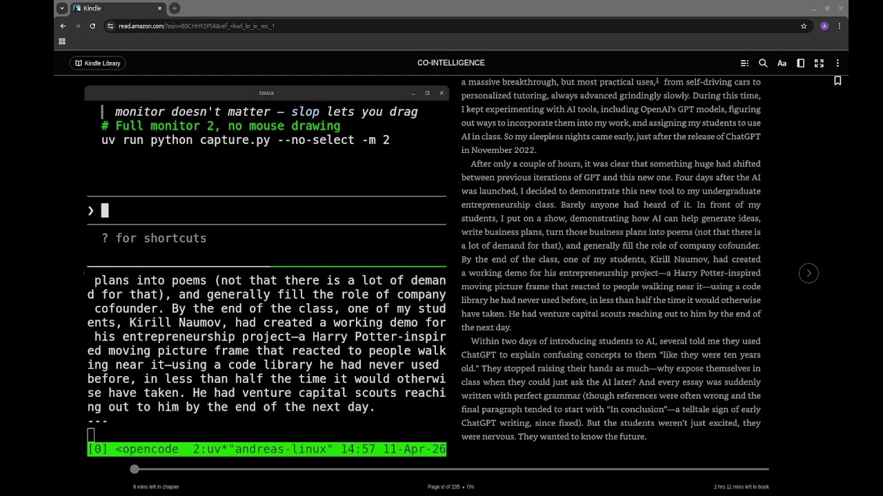 Demo — sttts reading Kindle hands-free