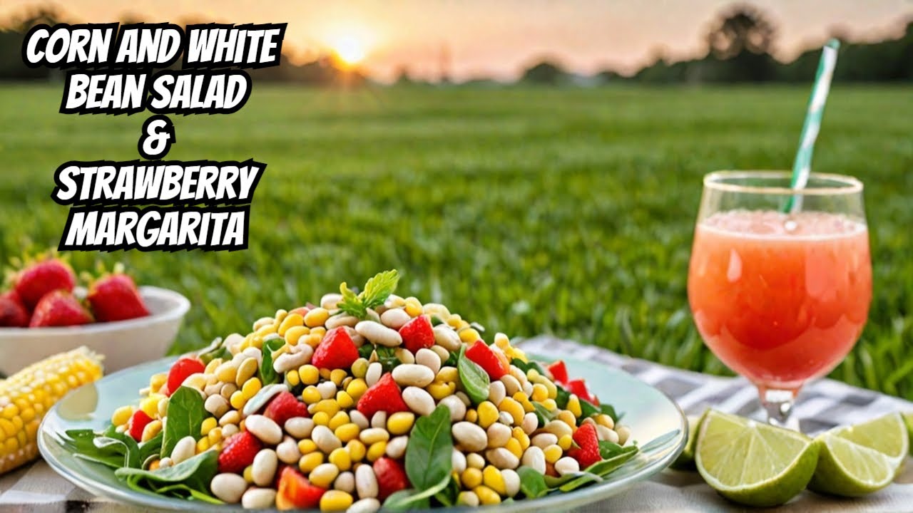 Summer Feast: Corn and White Bean Salad with Strawberry Purée Margarita