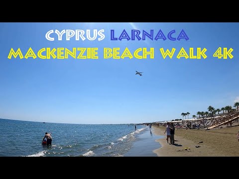 🇨🇾 Larnaca Cyprus: Mackenzie Beach Walk 4k