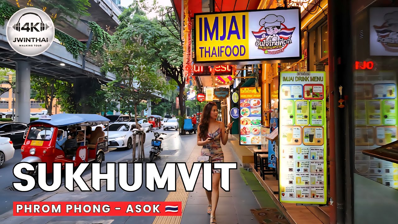 Immersive street-level walking tour through Bangkok Sukhumvit, Thailand, showcasing authentic urban landscapes, local architecture, and the vibrant atmosphere of the city's neighborhoods