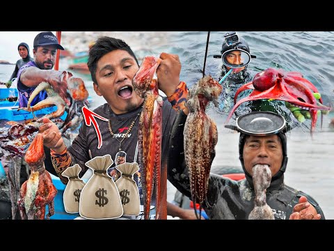 Así es el SACRIFICIO de un BUZO MARINO en el FONDO del OCÉANO -  Extracción de PULPOS y MARISCOS