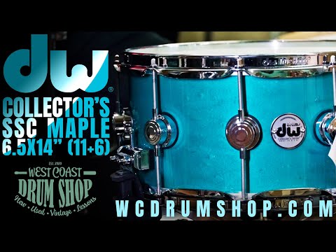 DW Collector's Series Snare | 6.5x14" SSC Maple 11 + 6 Ply | Turquoise Lacquer
