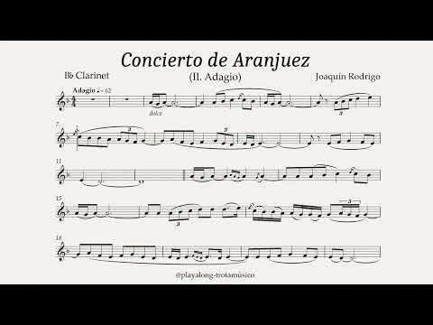 Clarinet Playalong - Concierto de Aranjuez (Adagio) Sheet music with Guitar & Strings accompaniment