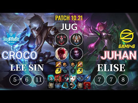 hyF Croco Lee Sin vs OZ Juhan Elise Jungle - KR Patch 10.21