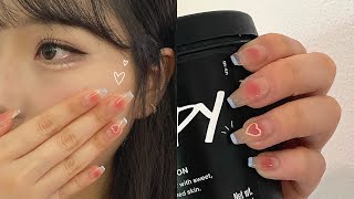 do korean gel nails with me! blush french tip nails 💗 nail therapy ep. 3