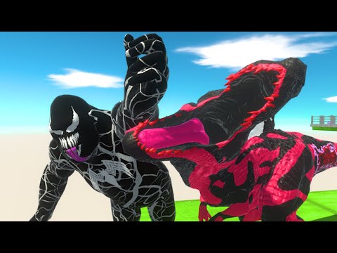 VENOM GORO VS CARNAGE T-REX DINOSAUR RESCUE DEATH RUN TRAP JUMP-Animal Revolt Battle Simulator
