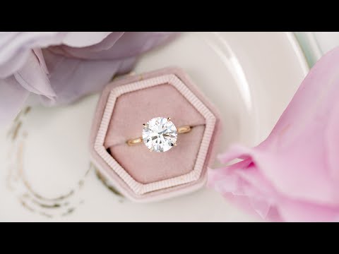 3.5ct Round Petite Trellis Lab Diamond Solitaire Engagement Ring in 18k Yellow Gold | Ada Diamonds