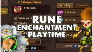SUMMONERS WAR : Rune Enchantment Playtime (powering up with enchant gems and grindstones)