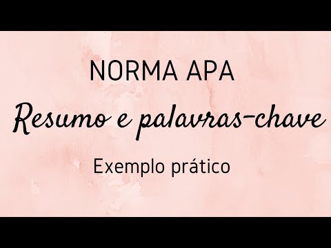 Resumo e palavras-chave de acordo com Norma APA - Exemplo prático no Word