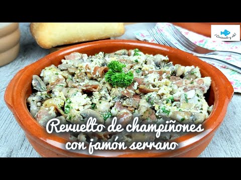 ⭐ REVUELTO de CHAMPIÑONES ⭐ con JAMÓN SERRANO. Muy sencillo de hacer!!