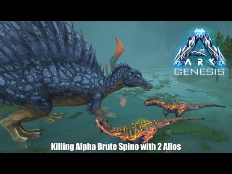 {ARK Genesis Part 1}How to kill Alpha Brute X-Spino w/ Allo strategy