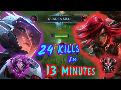 WILD RIFT S++ AKALI VS GRANDMASTER KATARINA | 24 KILLS + QUADRA #akali #katarina