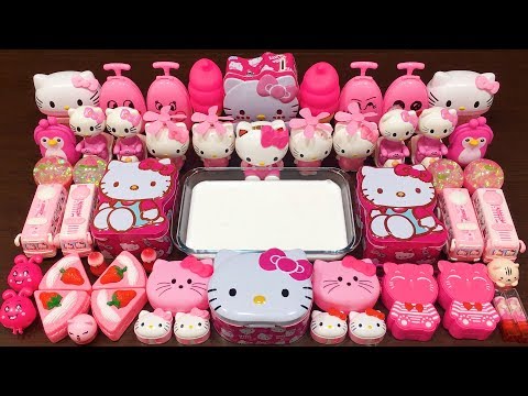 Series PINK HELLO KITTY Slime! Mixing Random Things into GLOSSY Slime! Satisfying Slime Videos #18