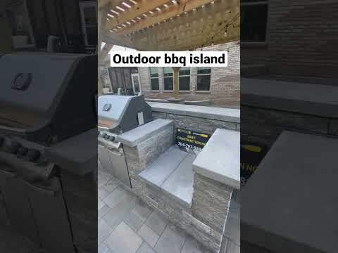 Outdoor transformation 👌. Paved patio with bbq island and much more #construction