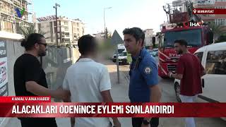 ÖDENMEYEN MAAŞLAR İŞÇİYİ ÇATIYA ÇIKARDI