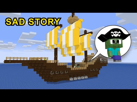 Monster School : Sad Story of a Baby Zombie Pirate - Minecraft Animation