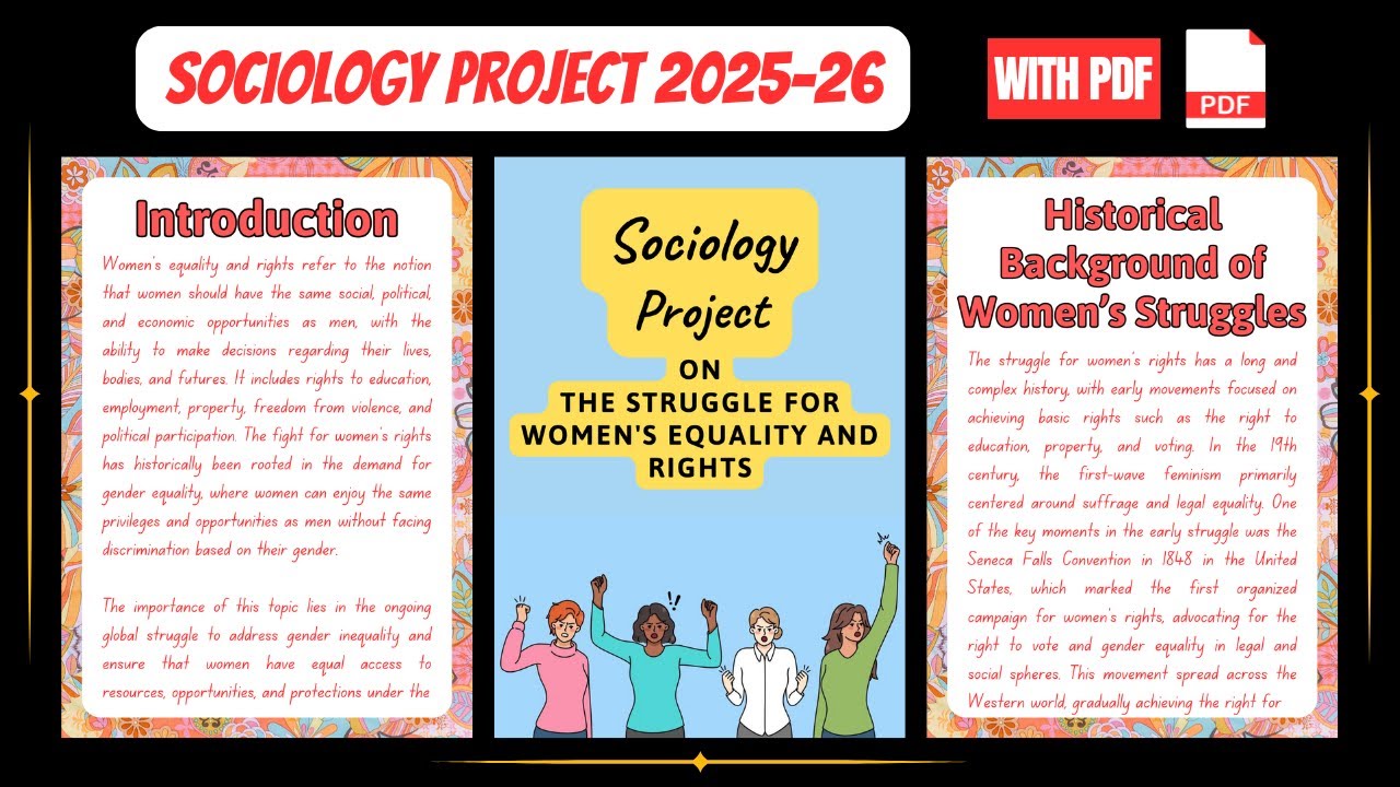 Sociology Project Class 12 | Women's Rights & Equality Project File (2025-26) | With PDF