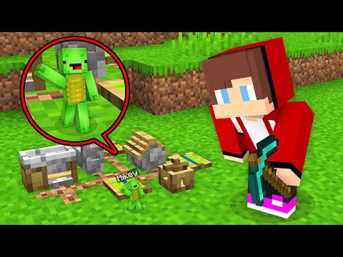 JJ's Plot to Destroy Mikey's Tiny Village in Minecraft
