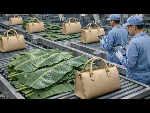 Inside a Banana Leaf Processing Factory | How Luxury Vegan Leather Bags Are Made