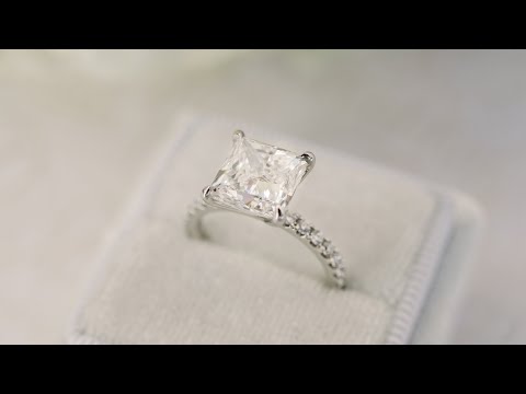 3ct Princess Cut Pavé Lab Diamond Engagement Ring in Platinum | Ada Diamonds