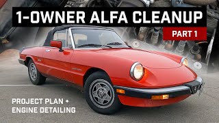 1-Owner Alfa Romeo Spider Cleanup PART 1: Project Planning & Grungy Engine Cleaning