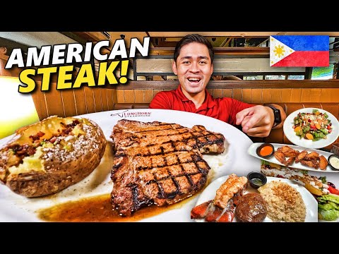 Eating Famous AMERICAN STEAK in Manila! 10 Must Try Food in Longhorn Steakhouse!