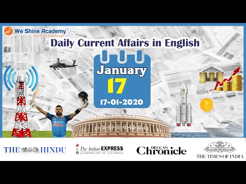 Daily Current Affairs in English 17th January 2020 | Bank, RRB, TET | We Shine Academy