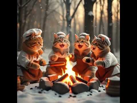 Katzen am Lagerfeuer #funny #animation #freundschaft