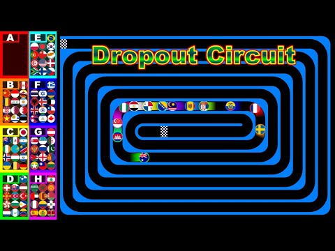 8 Groups Dropout Circuit | 104 Countries Marble Race