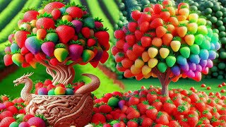 Easy and fast method for planting and growing new strawberry fruit trees with leaves.#garden