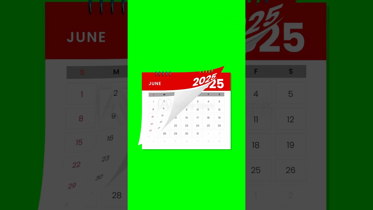 2025 Calendar Animation with page flying off for Vertical Displays