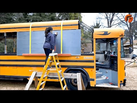 Couple Transforms Bus into Amazing Mobile Home | Start to Finish Build by  @lifeanywhere