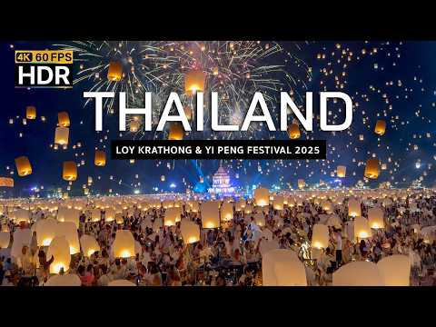 🇹🇭 4K HDR | Thailand’s Largest Lantern Festival — Loy Krathong & Yi Peng in Chiang Mai 2025