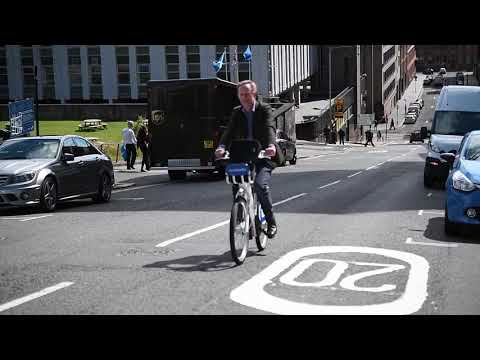 Testing nextbike's new electric hire bike on Montrose Street in Glasgow