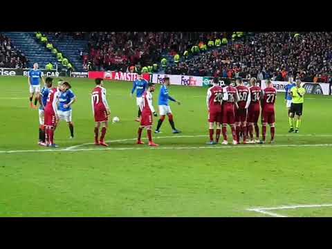 Ianis Hagi scores the winning goal for Rangers v Braga Europa Cup