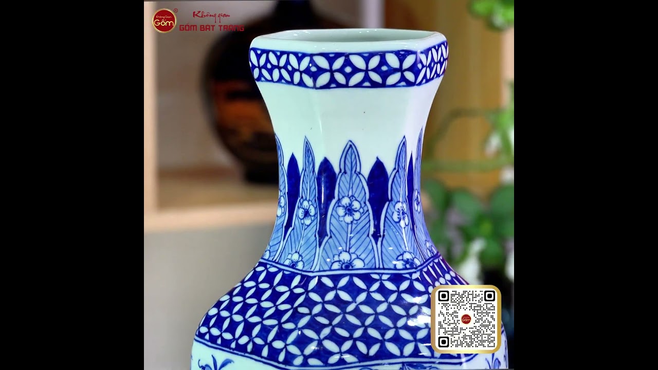 Lọ Hoa Dáng Chai Vẽ Hoa