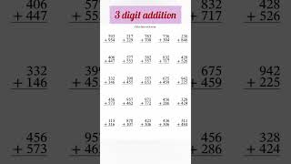 3 digit addition | new worksheet #trending #education #maths #vedicmaths #mathstricks #shortsfeed