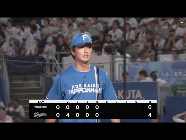 【5回裏】2者連続三振!! ファイターズ・石川直也 1イニングを完璧に抑える好投!! 2023年8月29日 千葉ロッテマリーンズ 対 北海道日本ハムファイターズ