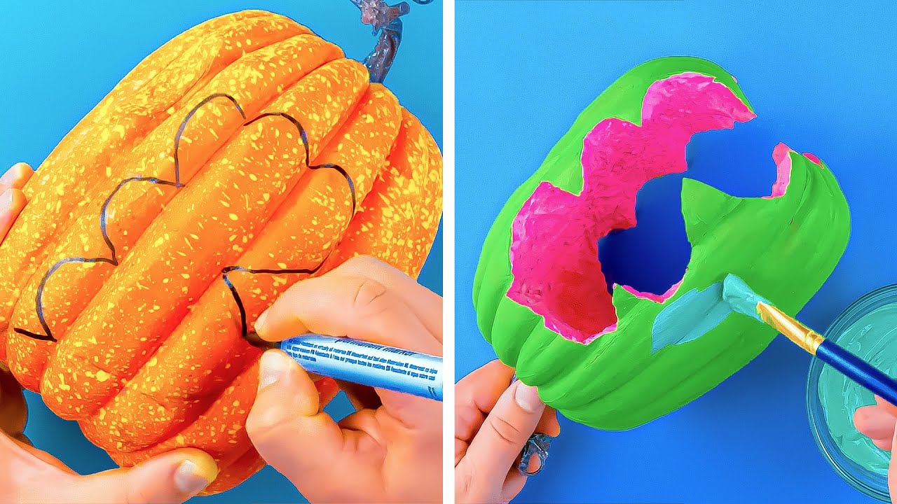 9 Spooky & Stunning DIY Halloween Decorations - Carve & Paint A Pumpkin In A New Way! Cleverly