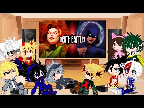 MHA+GAROU 『JEAN GREY VS RAVEN | DEATH BATTLE』 REACT TO GACHA