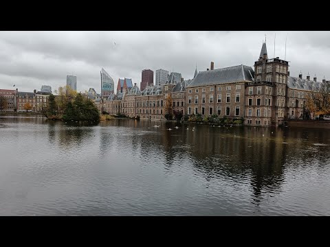City walk in The Hague (Den Haag) the Netherlands. Autumn in the city. 4K video