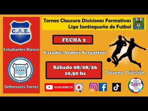 Estudiantes Blanco vs Defensores Forres - 9na División Fecha 2 (10,50 hs) Divisiones Formativas LSF